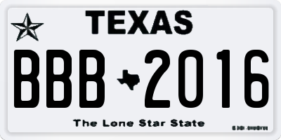 TX license plate BBB2016