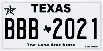 TX license plate BBB2021