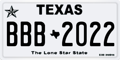 TX license plate BBB2022