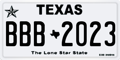 TX license plate BBB2023