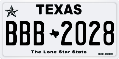 TX license plate BBB2028