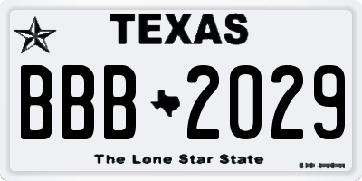 TX license plate BBB2029