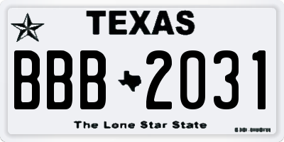 TX license plate BBB2031