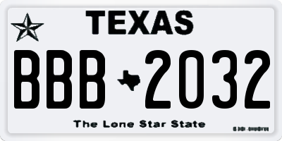 TX license plate BBB2032