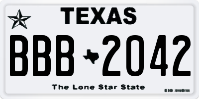 TX license plate BBB2042