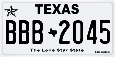 TX license plate BBB2045