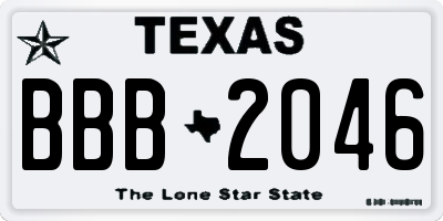 TX license plate BBB2046