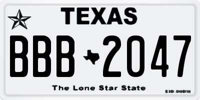 TX license plate BBB2047