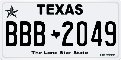 TX license plate BBB2049
