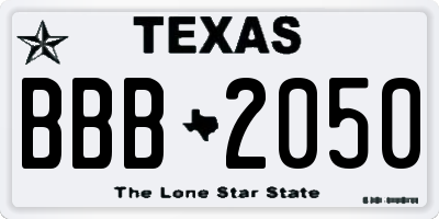 TX license plate BBB2050