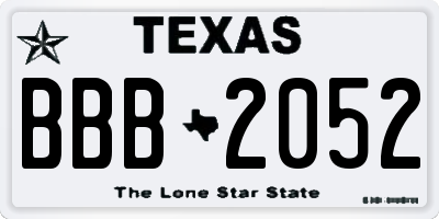 TX license plate BBB2052