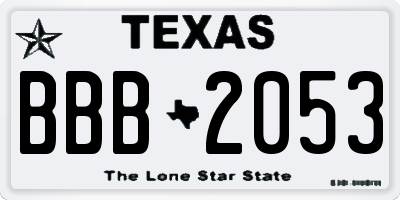 TX license plate BBB2053