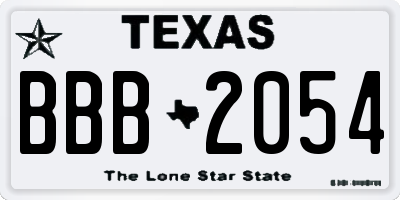 TX license plate BBB2054