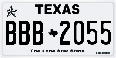 TX license plate BBB2055