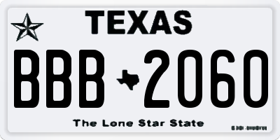 TX license plate BBB2060