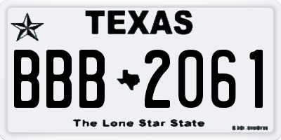 TX license plate BBB2061