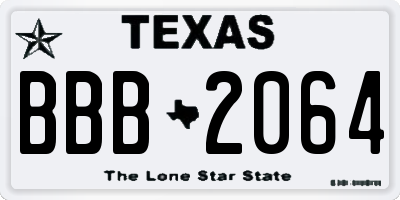 TX license plate BBB2064