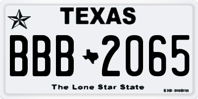TX license plate BBB2065