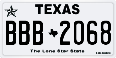 TX license plate BBB2068