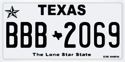 TX license plate BBB2069