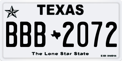 TX license plate BBB2072