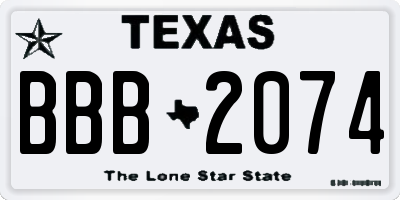 TX license plate BBB2074