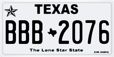 TX license plate BBB2076