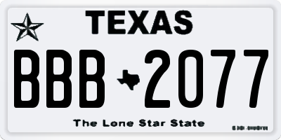 TX license plate BBB2077