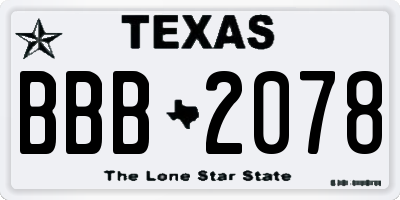 TX license plate BBB2078