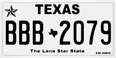 TX license plate BBB2079