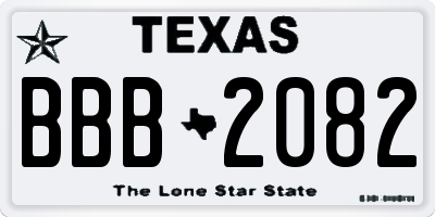 TX license plate BBB2082