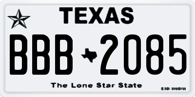 TX license plate BBB2085