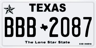 TX license plate BBB2087