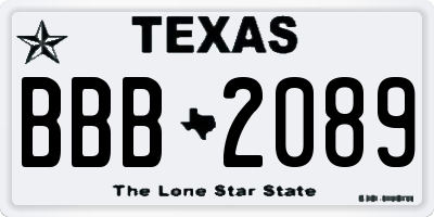 TX license plate BBB2089