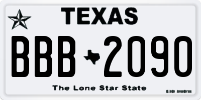 TX license plate BBB2090