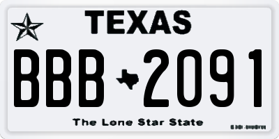 TX license plate BBB2091