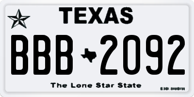 TX license plate BBB2092