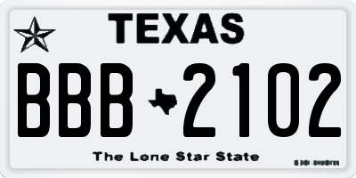 TX license plate BBB2102