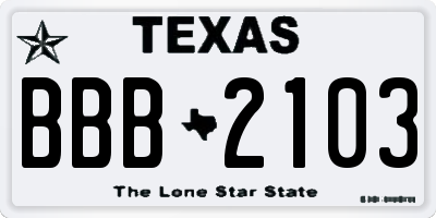 TX license plate BBB2103