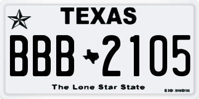 TX license plate BBB2105