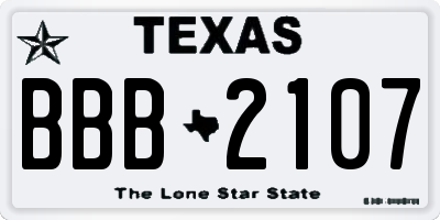 TX license plate BBB2107