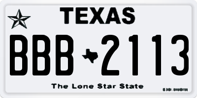 TX license plate BBB2113