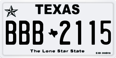 TX license plate BBB2115