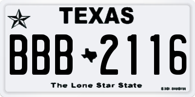 TX license plate BBB2116