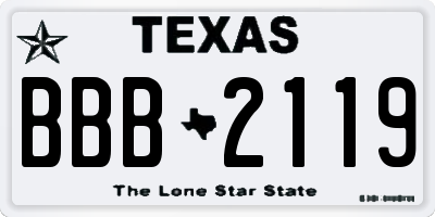 TX license plate BBB2119
