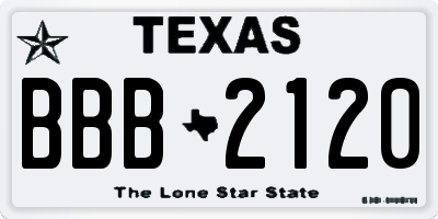 TX license plate BBB2120