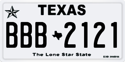 TX license plate BBB2121