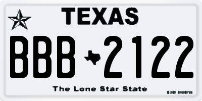 TX license plate BBB2122
