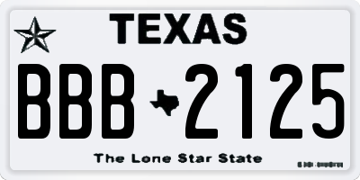 TX license plate BBB2125