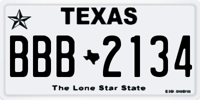 TX license plate BBB2134